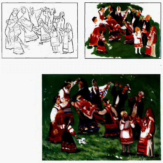 Фольклорный праздник (гуашь)