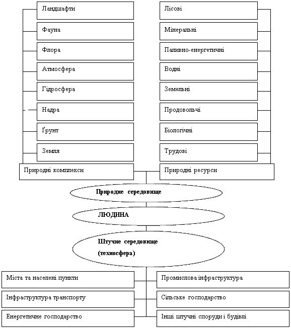 Взаємозв’язок людини, природного та штучного середовища
