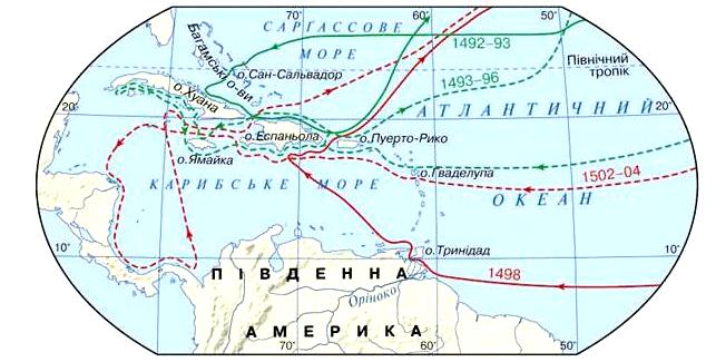 Маршрути подорожей Христофора Колумба